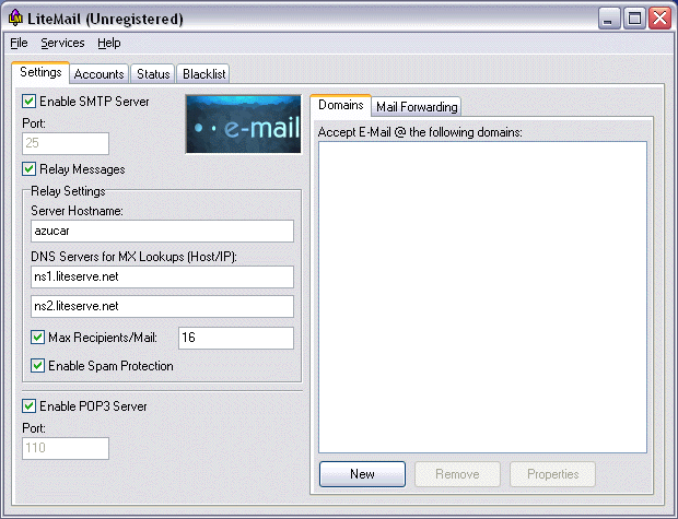 LiteMail is an easy to use mail server with mail forwarding and a catch-all.