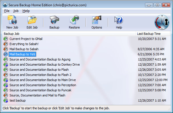 Screenshot for Secura Backup Home Edition 3.06